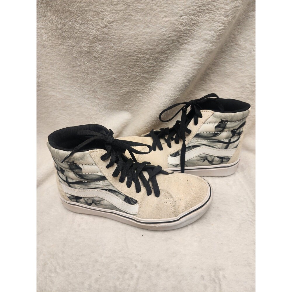 Vans Sk8-Hi Tan Gray Black Smoke Graphic High Top Sneakers Mens 4.5 Womens 6